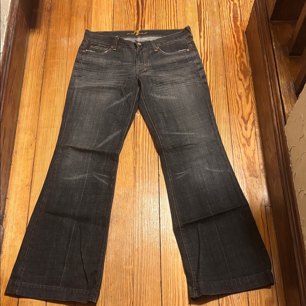 7 For All Mankind Dark Gray faded black DOJO jeans size 29 Y2K vintage